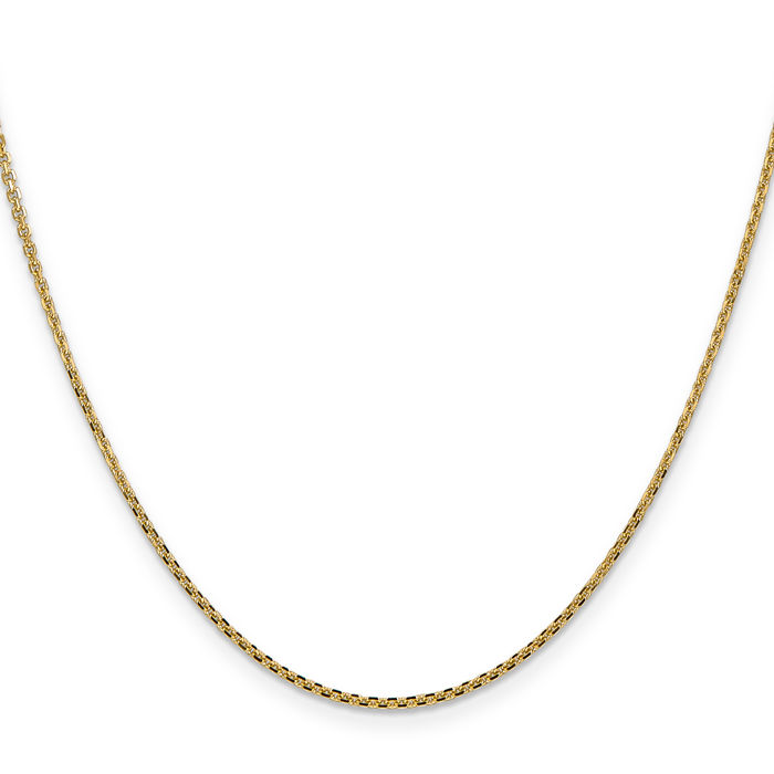 14K Solid Yellow Gold 1.45mm Cable Rolo Link Chain Belcher Necklace