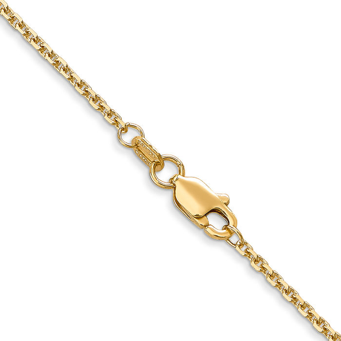 14K Solid Yellow Gold 1.45mm Cable Rolo Link Chain Belcher Necklace