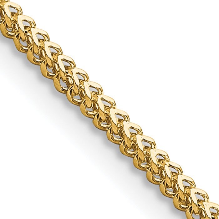 14K Solid Yellow Gold 1.4mm Franco Link Chain Necklace