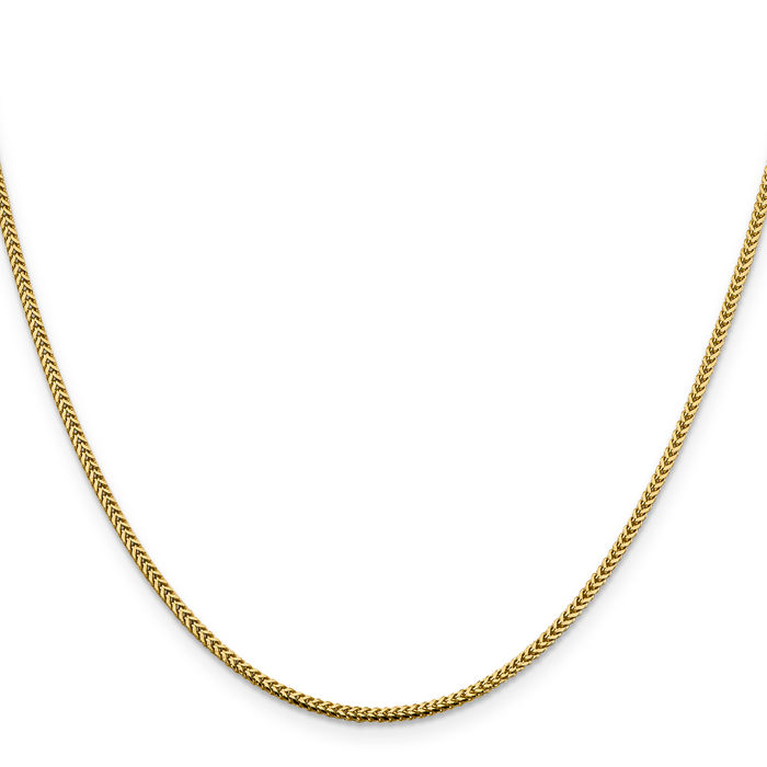 14K Solid Yellow Gold 1.4mm Franco Link Chain Necklace