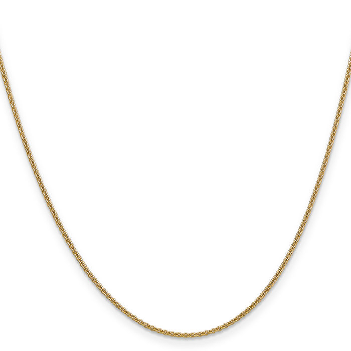 14K Solid Yellow Gold 1.4mm Round Cable Rolo Link Chain Belcher Necklace