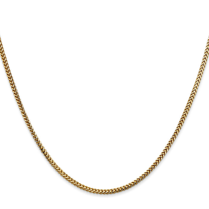 14K Solid Yellow Gold 1.5mm Franco Link Chain Necklace