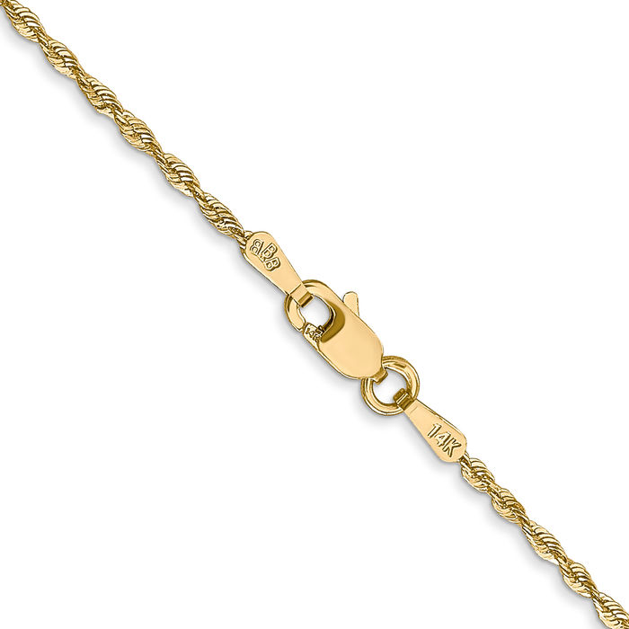 14K Solid Yellow Gold 1.5mm Rope Chain Twisted Link Necklace