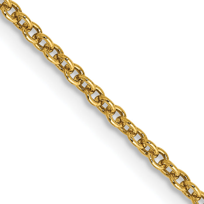 14K Solid Yellow Gold 1.6mm Round Cable Rolo Link Chain Belcher Necklace