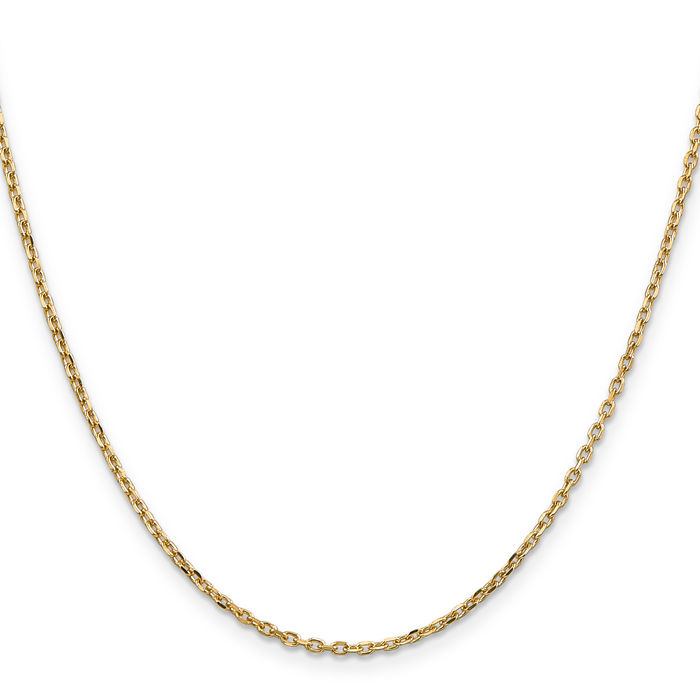 14K Solid Yellow Gold 1.8mm Round Cable Rolo Link Chain Belcher Necklace