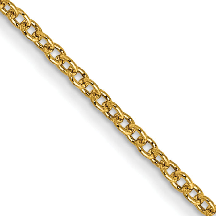 14K Solid Yellow Gold 1mm Round Cable Rolo Link Chain Belcher Necklace