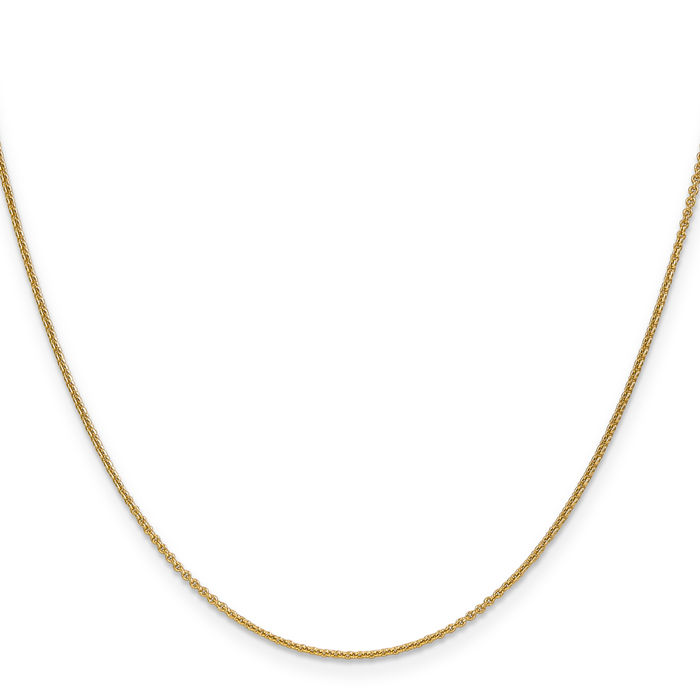 14K Solid Yellow Gold 1mm Round Cable Rolo Link Chain Belcher Necklace