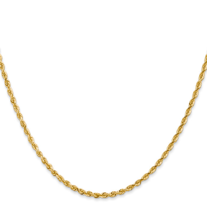 14K Solid Yellow Gold 2.25mm Quadruple Rope Chain Twisted Link Necklace