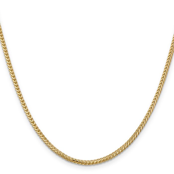 14K Solid Yellow Gold 2mm Franco Link Chain Necklace