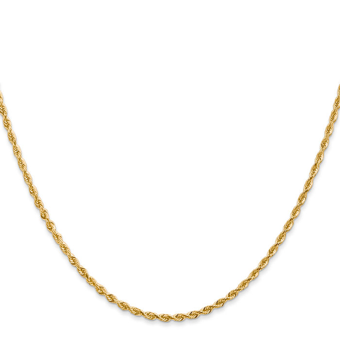 14K Solid Yellow Gold 2mm Quadruple Rope Chain Twisted Link Necklace