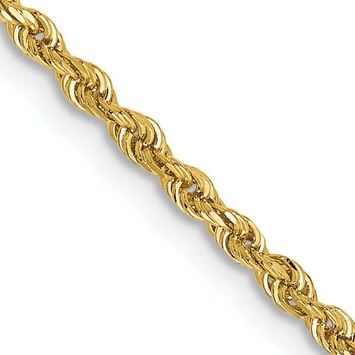 14K Solid Yellow Gold 2mm Quadruple Rope Chain Twisted Link Necklace