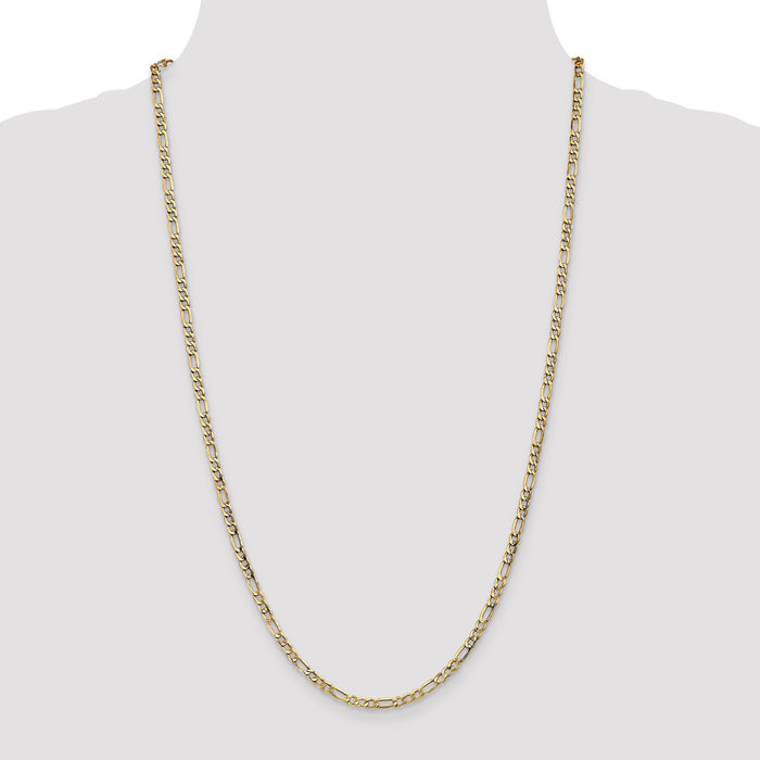 14K Solid Yellow Gold 3.5mm Figaro Link Chain Necklace