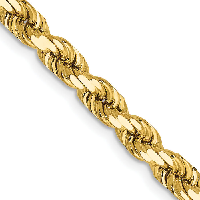 14K Solid Yellow Gold 4.5mm Rope Chain Twisted Link Necklace