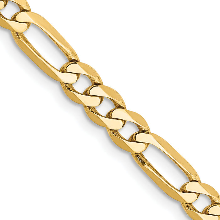 14K Solid Yellow Gold 4.75mm Figaro Link Chain Necklace