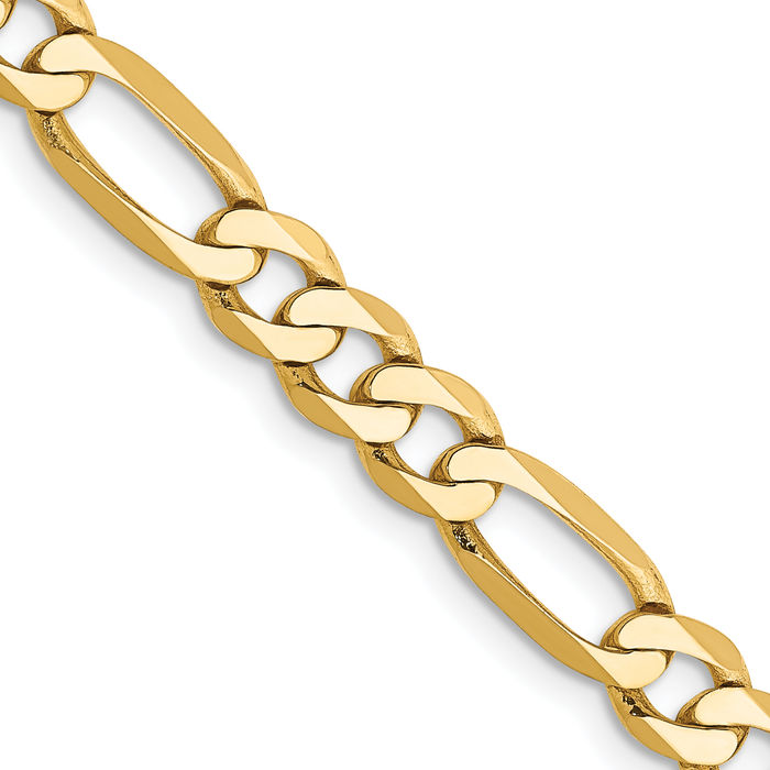 14K Solid Yellow Gold 5.25mm Figaro Link Chain Necklace