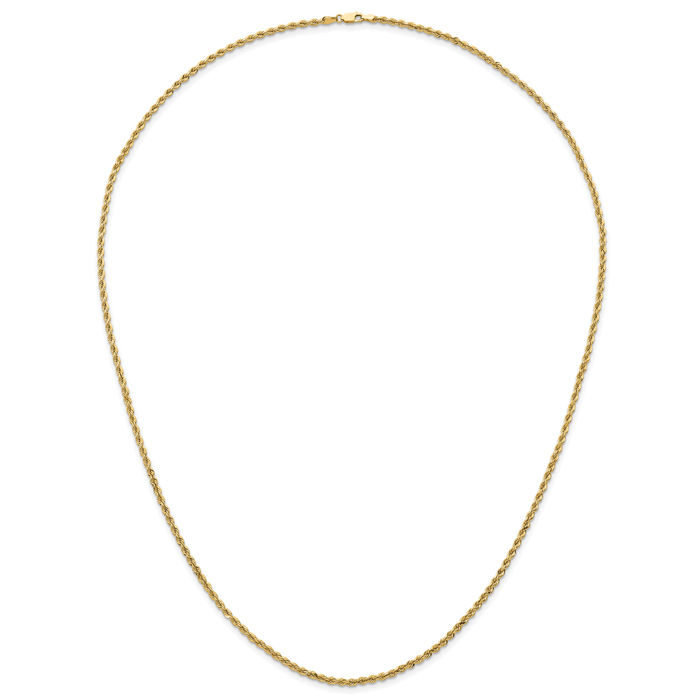 14K Solid Yellow Gold 3mm Rope Chain Twisted Link Necklace