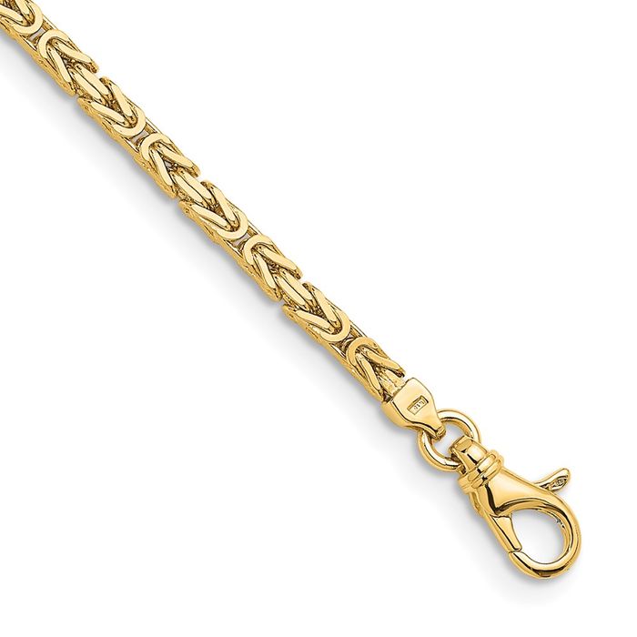 14K Solid Yellow Gold 3.25mm Byzantine Chain Necklace