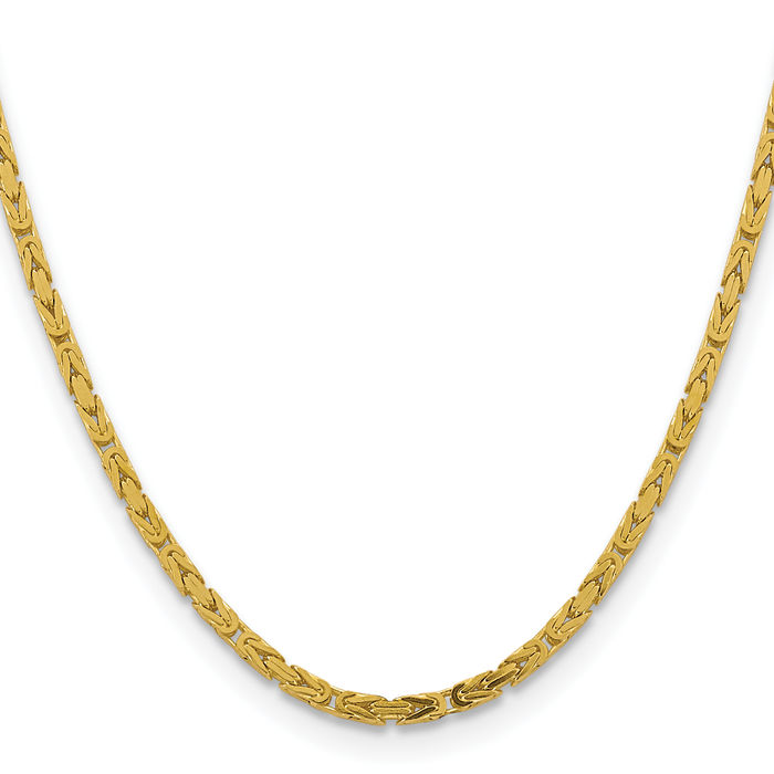 14K Solid Yellow Gold 3.25mm Byzantine Link Chain Necklace