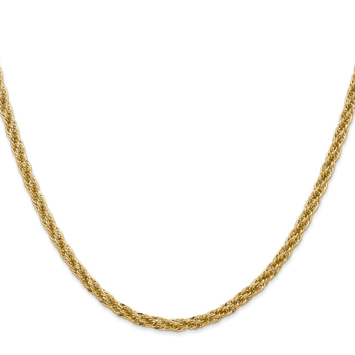 14K Solid Yellow Gold 3.3mm Chain Necklace