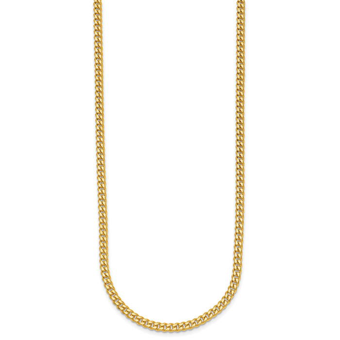 14K Solid Yellow Gold 3.4mm Curb Link Chain Necklace