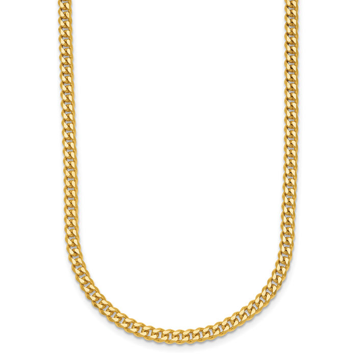 14K Solid Yellow Gold 3.4mm Curb Link Chain Necklace