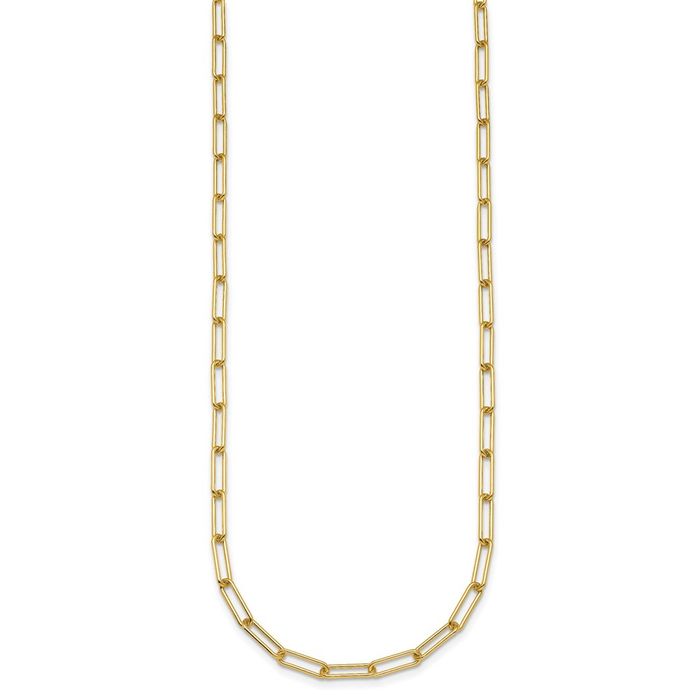 14K Solid Yellow Gold 3.4mm Paperclip Cable Rolo Link Chain Belcher Necklace