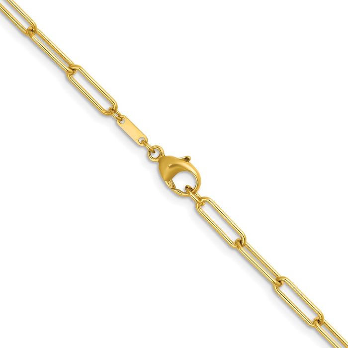 14K Solid Yellow Gold 3.4mm Paperclip Cable Rolo Link Chain Belcher Necklace