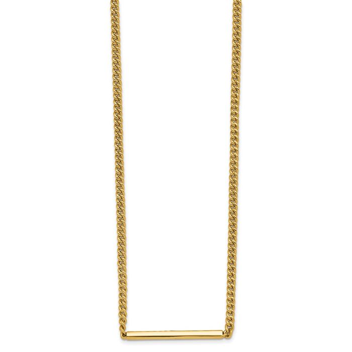 14K Solid Yellow Gold 3.5mm Curb Link Bar Necklace Chain