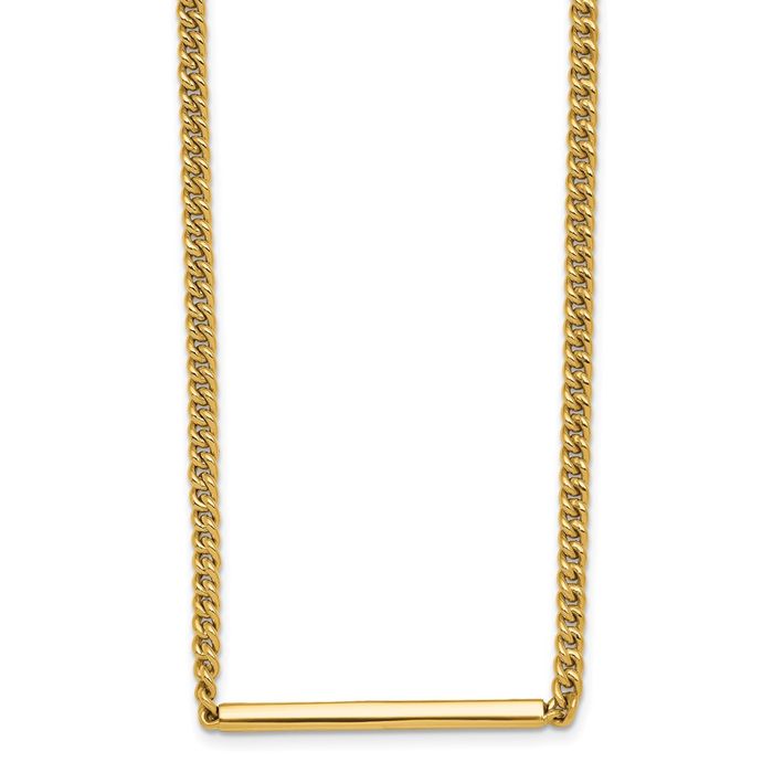 14K Solid Yellow Gold 3.5mm Curb Link Bar Necklace Chain