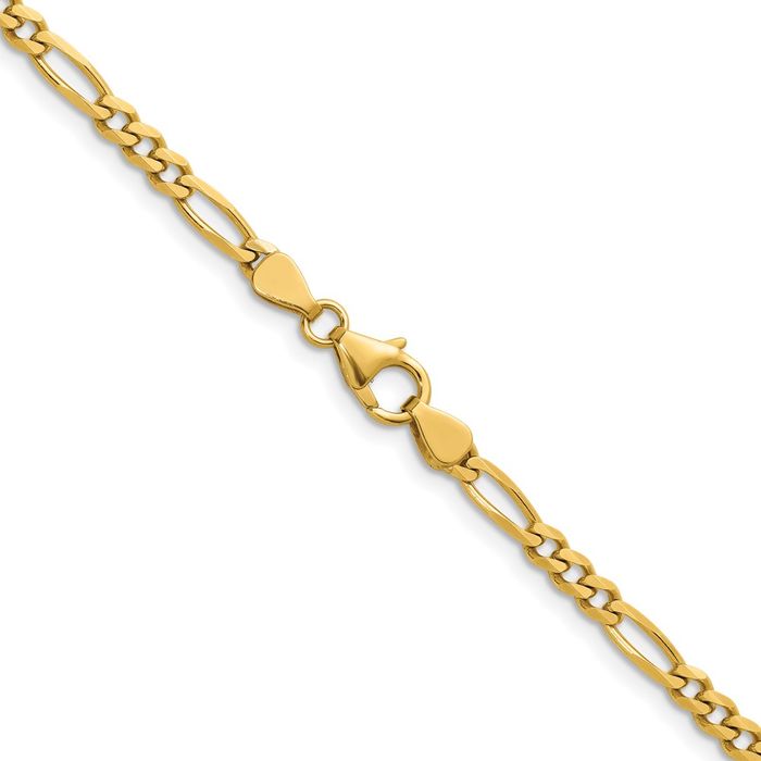 14K Solid Yellow Gold 3.5mm Figaro Link Chain Necklace