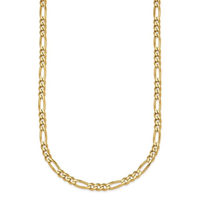 14K Solid Yellow Gold 3.5mm Figaro Link Chain Necklace