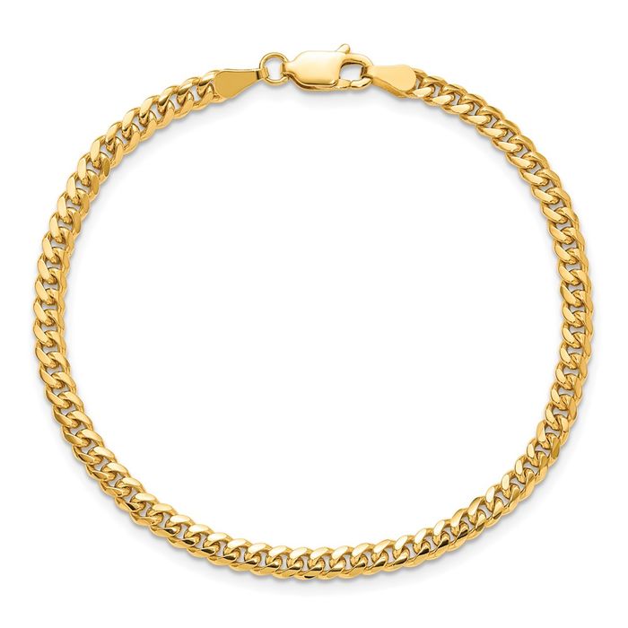 14K Solid Yellow Gold 3.5mm Miami Cuban Curb Link Chain Bracelet