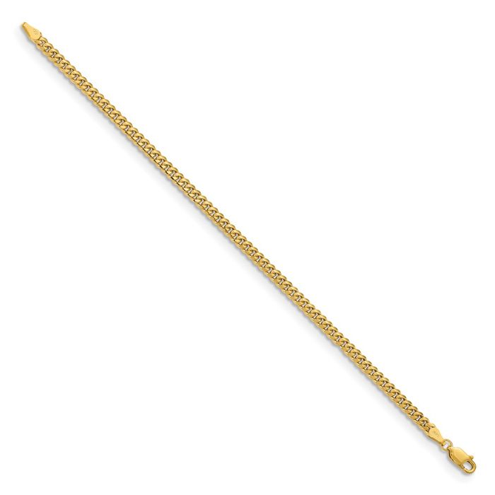 14K Solid Yellow Gold 3.5mm Miami Cuban Curb Link Chain Bracelet