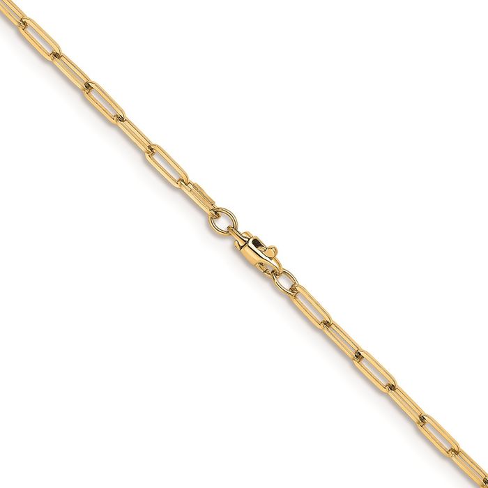 14K Solid Yellow Gold 3.5mm Paperclip Cable Rolo Link Chain Belcher Necklace