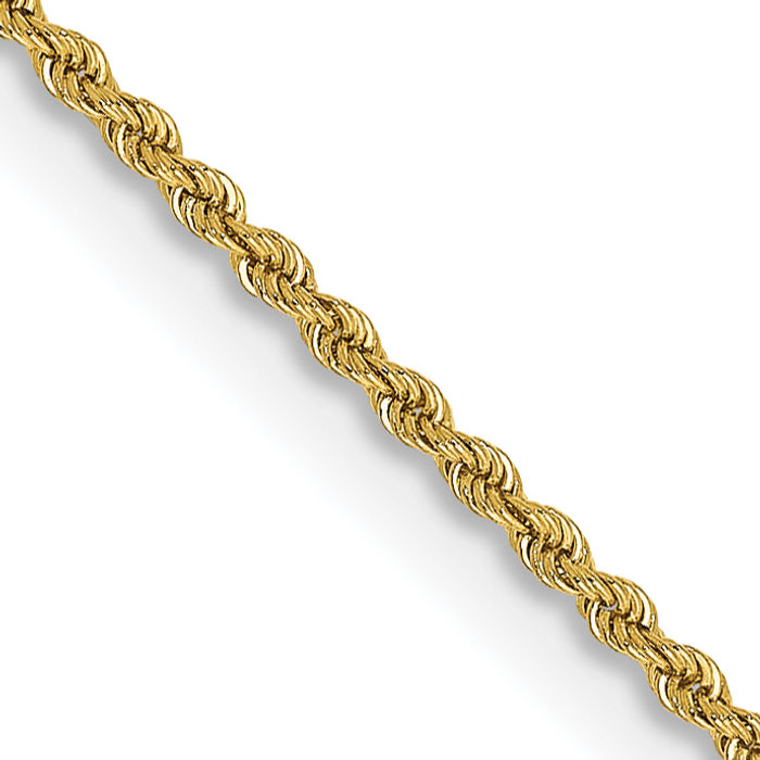 14K Solid Yellow Gold 2mm Rope Chain Twisted Link Necklace