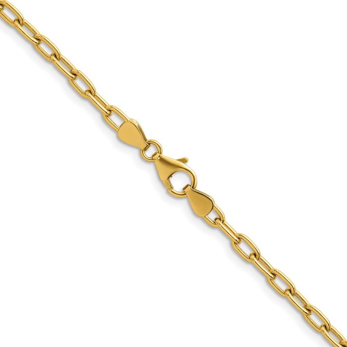 14K Solid Yellow Gold 3.6mm Oval Cable Rolo Link Chain Belcher Necklace