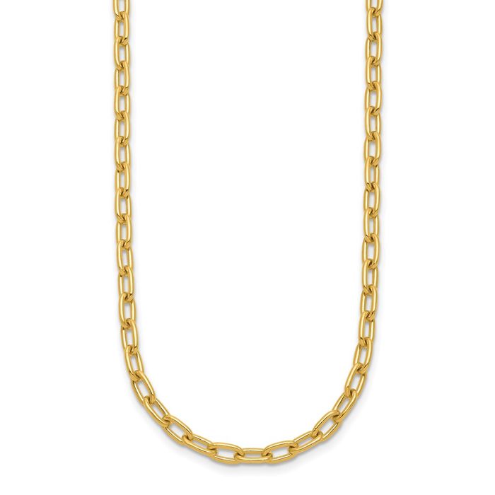 14K Solid Yellow Gold 3.6mm Oval Cable Rolo Link Chain Belcher Necklace