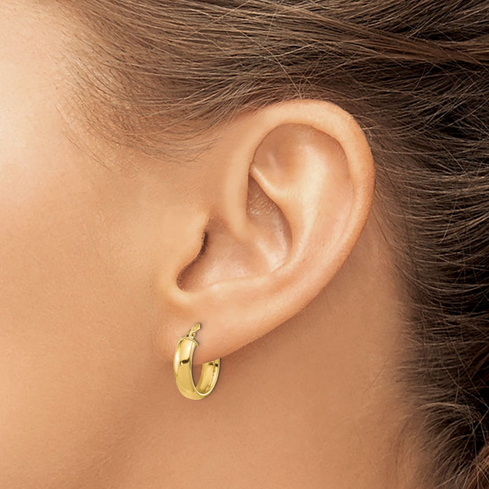 14K Solid Yellow Gold 3.7mm Round Hoop Earrings