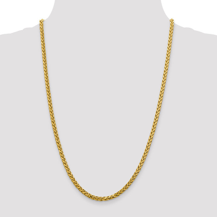 14K Solid Yellow Gold 3.7mm Spiga Wheat Link Chain Necklace