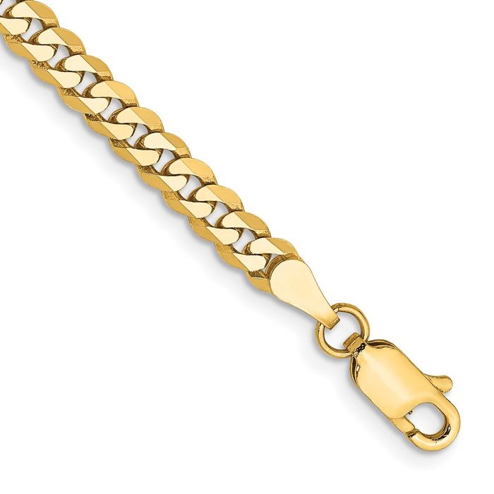 14K Solid Yellow Gold 3.9mm Curb Link Chain Bracelet