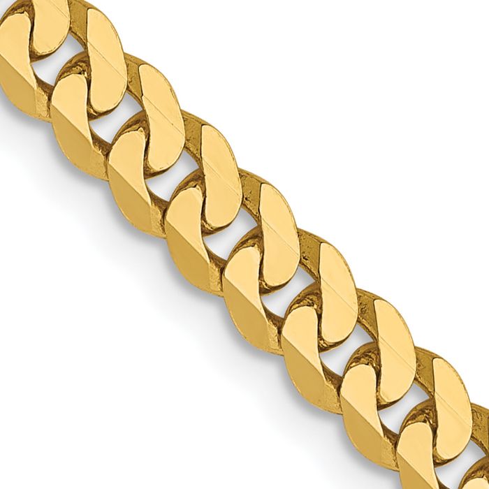 14K Solid Yellow Gold 3.9mm Curb Link Chain Necklace