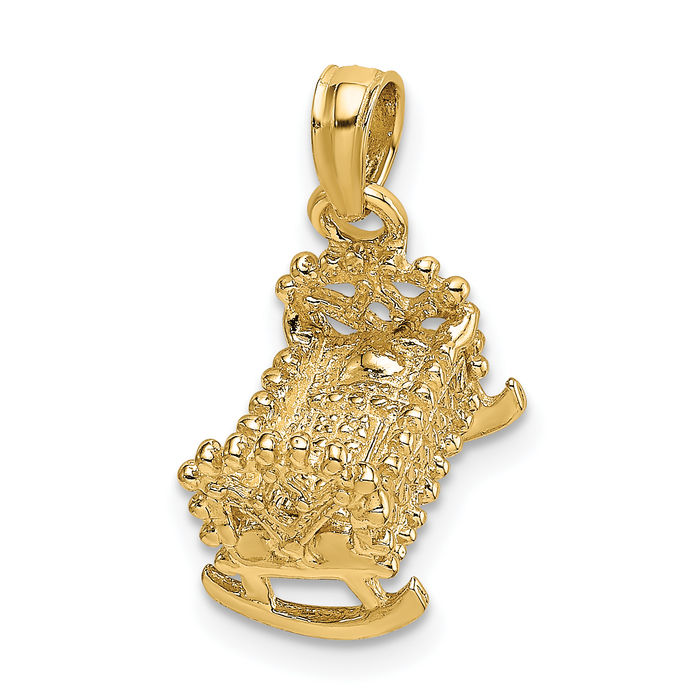 14K Solid Yellow Gold Cradle Necklace Chain Pendant Charm