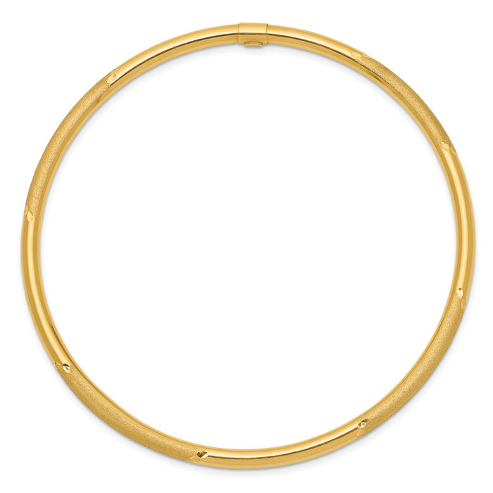 14K Solid Yellow Gold 3mm Slip On Bangle Bracelet