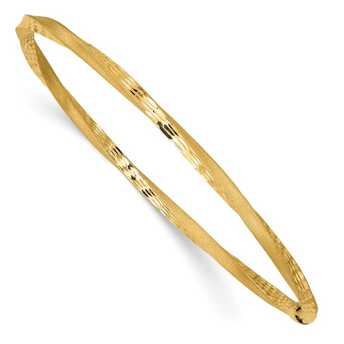 14K Solid Yellow Gold 3mm Twisted Slip On Bangle Bracelet | eBay