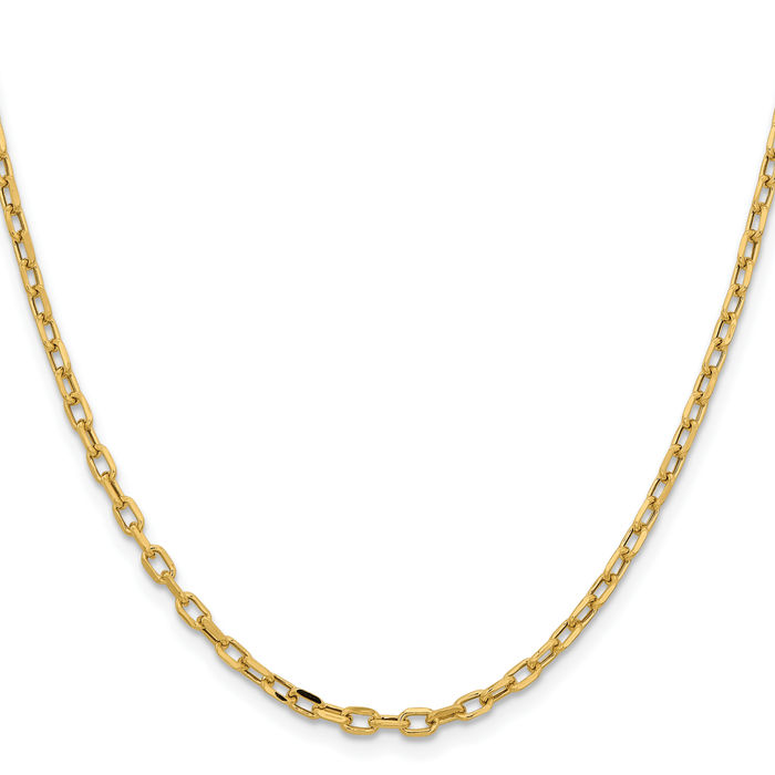 14K Solid Yellow Gold 3mm Cable Rolo Link Chain Belcher Necklace