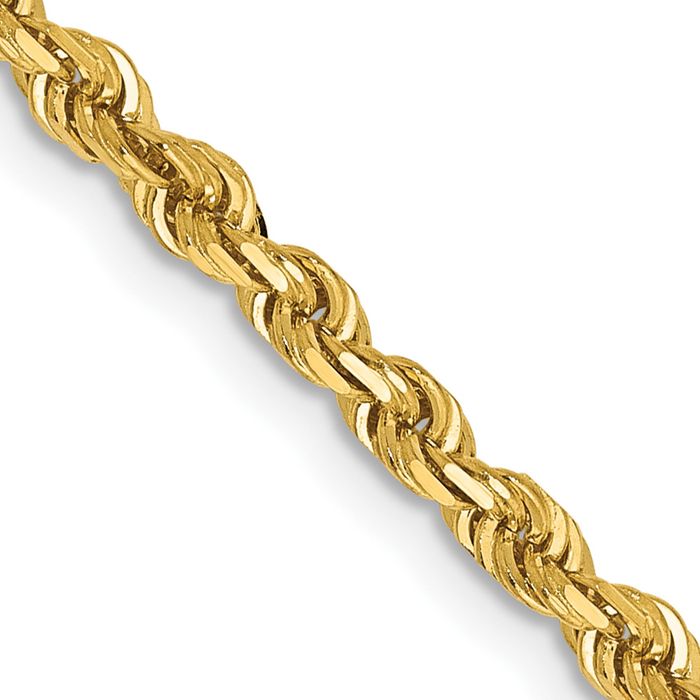 14K Solid Yellow Gold 3mm Quadruple Rope Chain Twisted Link Necklace