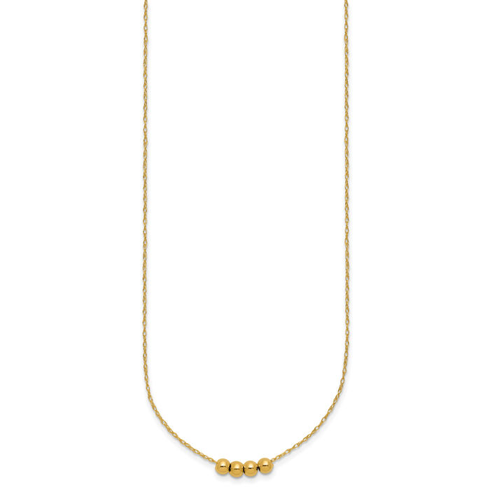 14K Solid Yellow Gold 4 4mm Bead Chain Necklace