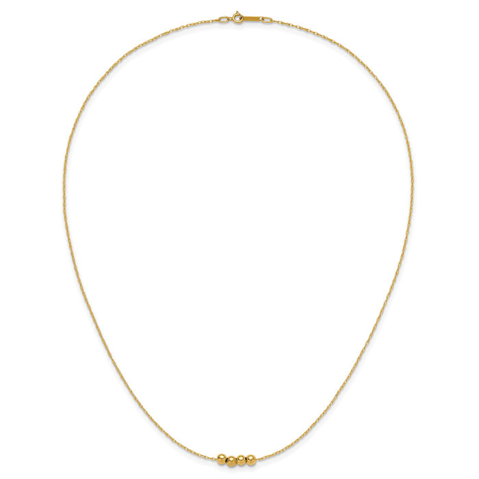 14K Solid Yellow Gold 4 4mm Bead Chain Necklace