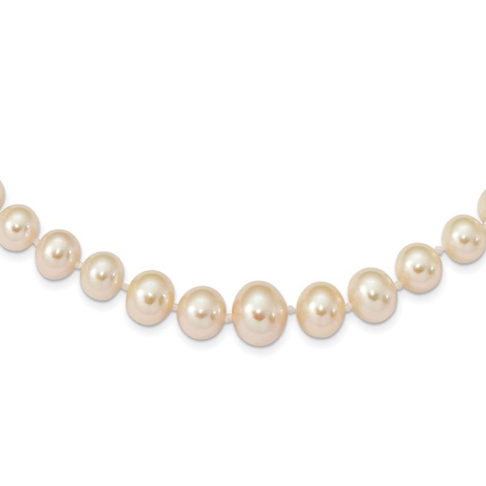 14K Solid Yellow Gold 4 8mm White Freshwater Cultured Pearl Graduated Necklace Chain