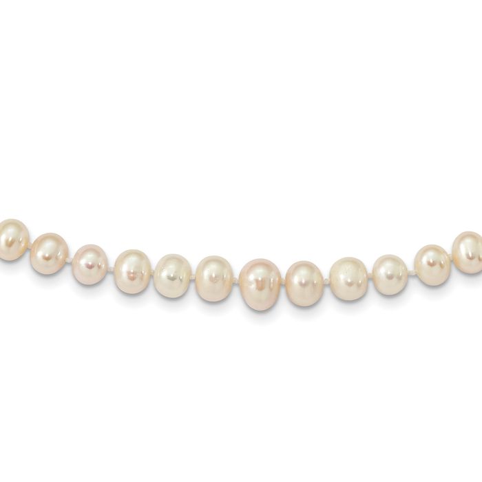 14K Solid Yellow Gold 4 9mm White Freshwater Cultured Pearl Graduated Necklace Chain